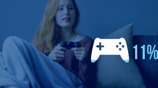Woman-playing-computer-game-with-game-controller-shape-in-the-foreground-4k