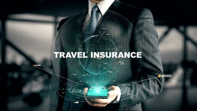 Geschäftsmann-mit-Reiseversicherung-Hologramm-Konzept