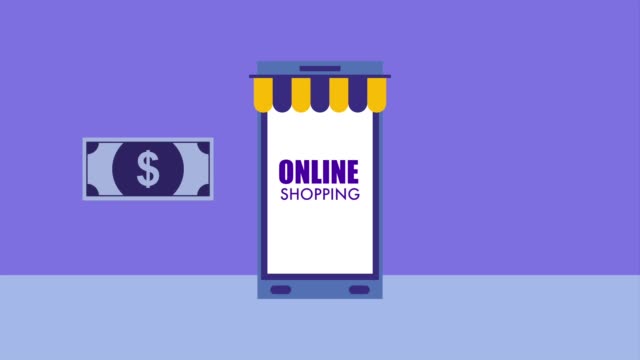Smartphone-Banknote-Geld-Online-Warenkorb-Symbol-Vektor-Illustration
