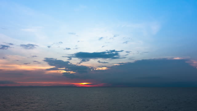 Zeit-Zeitraffer-Sonnenuntergang-und-Meer-Ozean