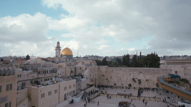 Lapso-de-tiempo-de-la-vieja-ciudad-de-Jerusalén-en-Israel