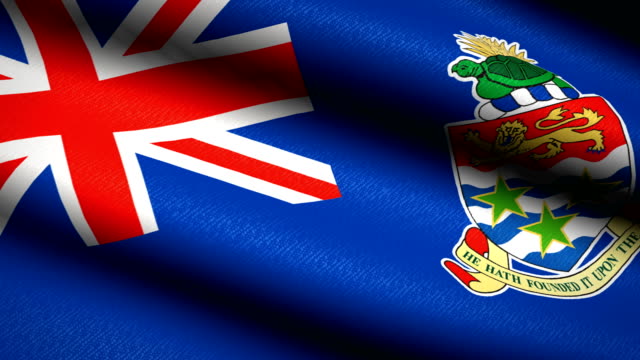 Cayman-Islands-Flag-Waving-Textile-Textured-Background.-Seamless-Loop-Animation.-Full-Screen.-Slow-motion.-4K-Video