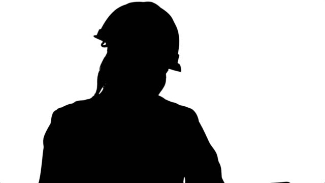 Silhouette-Stressed-female-engineer-in-helmet-checking-constraction-plan