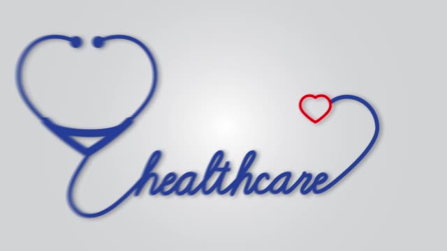 Gesundheitswesen---Stethoskop-mit-Herz-Symbol.-Gesundheitswesen,-medizinisches-Konzept-Filmfootage-Grafik