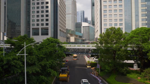 Tag-Zeit-Guangzhou-Stadtverkehrs-Straße-Panorama-4k-china
