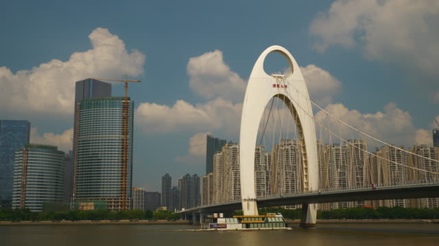 sonnigen-Tag-Guangzhou-Stadt-berühmten-River-Bay-Innenstadt-Panorama-4k-china
