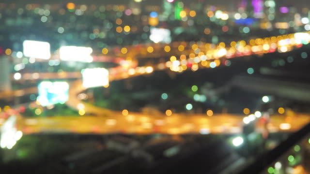 Tiempo-lapse-de-vista-superior-de-autopista-Bangkok-por-la-noche,-de-desenfoque-en-movimiento