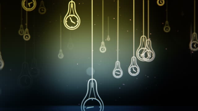 Group-of-light-bulb-shapes-with-clock-symbol-inside-animation