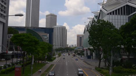 Singapur-raffles-ave-suntec-city-mall-marina-cuadrado-tráfico-puente-panorama
