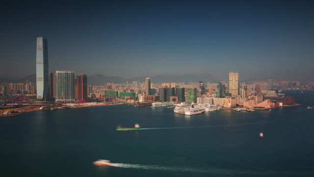 Tag-Licht-Stadt-dock-4-k-Zeitraffer-aus-Hong-Kong-china