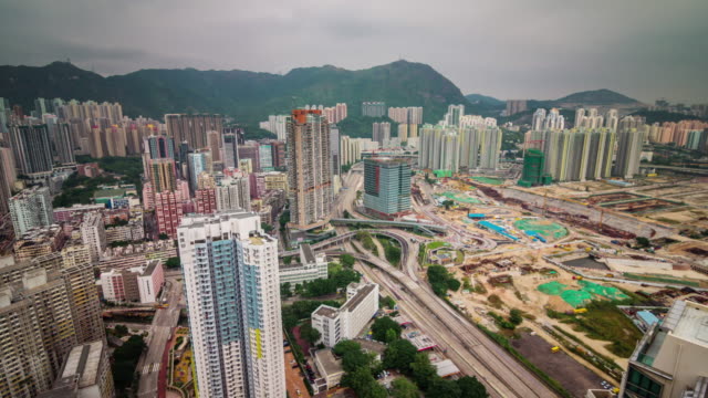 China-Hong-Kong-City-Tag-Leichtbau-Panorama-4k-Zeitraffer