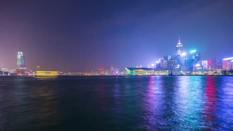 China-helle-Nacht-Licht-Hong-Kong-Bucht-Stadtpanorama-4k-Zeitraffer