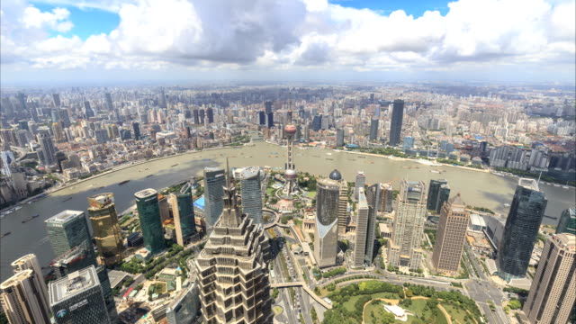 Zeitraffer-von-Shanghai-Skyline-und-Stadtbild