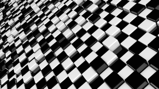 Movement-of-cubes.-Futuristic-background-with-black-and-white-cubes.-Cubes-with-reflection