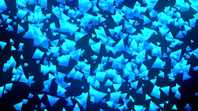 Global-Business-Network,-Blue-Pyramids-on-Black-Background,-Loop-Glitter-Animation,