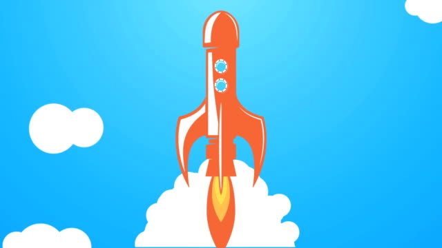 Flat-style-animation-of-rocket-launch.