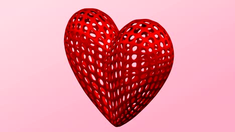 Red-heart-shaped-cellular-structures-turn-around-on-pink-background.