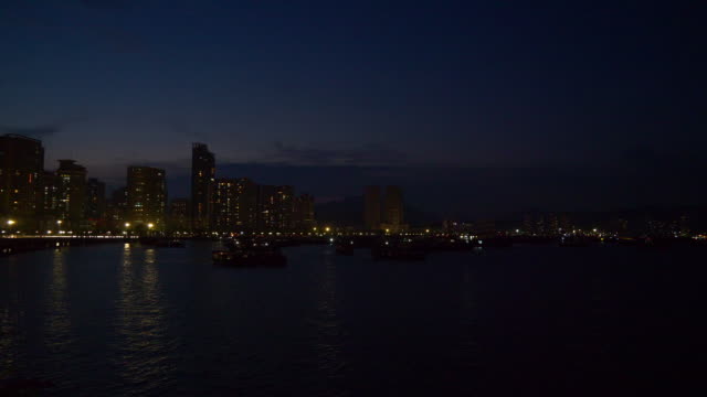 Abend-Zeit-Zhuhai-Stadt-Bucht-Panorama-4k-china