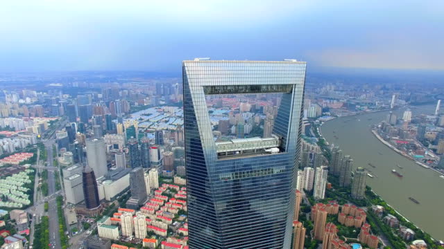 Antena-center,Shanghai.China-de-negocio-vista-de-Lujiazui.