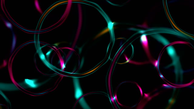 Bunte-abstrakte-glänzend-leuchtende-Ringe-Videoanimation
