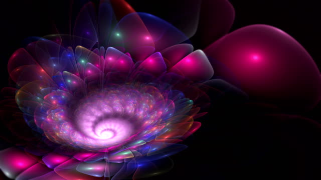 Flor-abstracta-fractal-loopable-colorido-en-color-violeta