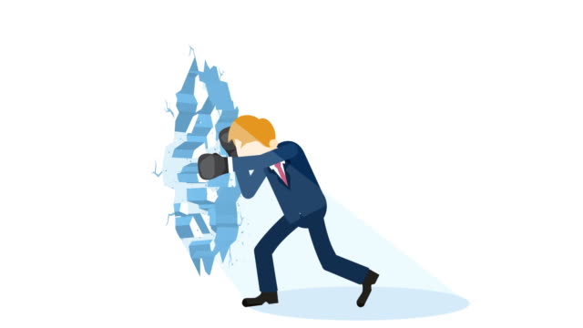 Business-man-breaking-the-wall.-Freedom-and-challenge-concept.-Loop-illustration-in-flat-style.