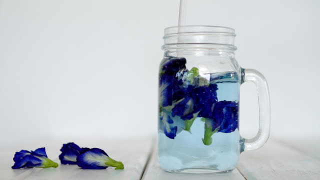 Step-of-doing-a-butterfly-pea-flower-water-soaked-drink-,-herbal-infused-water-to-healthy-detox