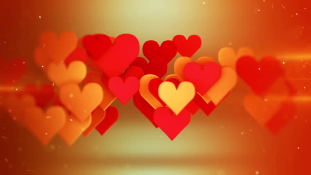 Shiny-heart-shapes-3D-render-seamless-loop-animation