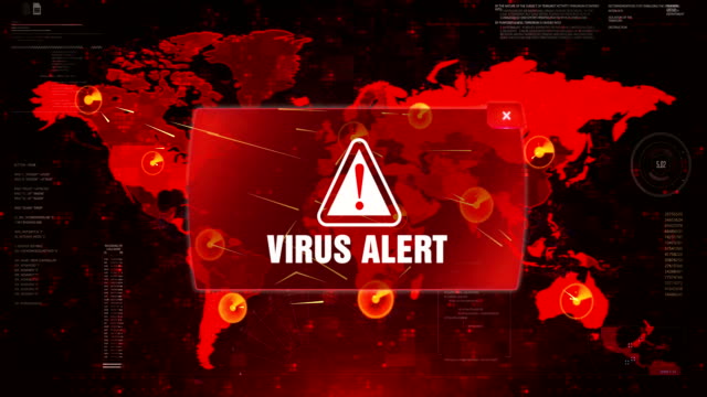 VIRUS-ALERT-Alert-Warning-Attack-on-Screen-World-Map-Loop-Motion.