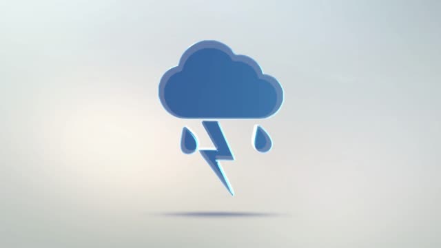 Wettervorhersage-Symbol,-Wolke-aus-transparentem-Glas.-Drehende-Symbol-einer-Wolke-aus-Regen-und-Blitz-mit-einem-alpha-Kanal