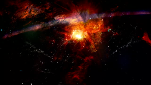 Parallax-Animation-der-Bewegung-Staubwolken-und-Sterne.-Weltraum-Hintergrund-mit-Nebel-und-Sternen-und-Flash-Blendenfleck-zur-Verwendung-mit-Projekten-auf-Wissenschaft.-Die-Elemente-des-Bildes-von-der-NASA-eingerichtet.