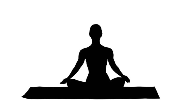 Silhouette-Healthy-young-woman-sitting-in-Lotus-pose