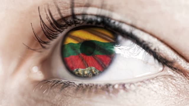 woman-green-eye-in-close-up-with-the-flag-of-Lithuania-in-iris-with-wind-motion.-video-concept