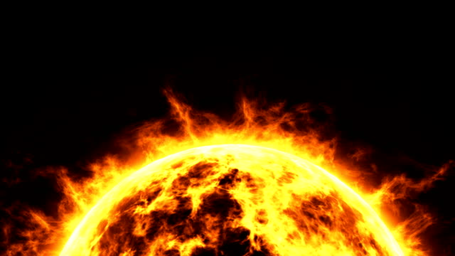 The-sun-surface-in-space-very-hot-and-high-temperature.-It-burning-as-fireball-with-nuclear-power,-Concept-of-the-sun-planet-explosion-on-black-background