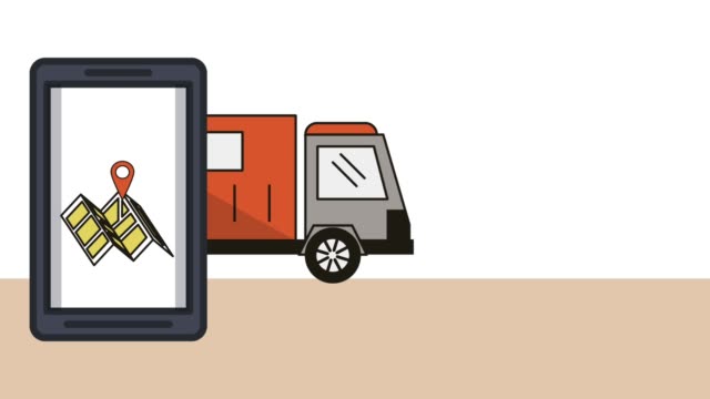 Smartphone-con-la-animación-de-servicio-de-entrega-de-mapa