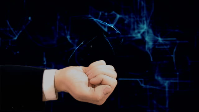 Gemalte-Hand-zeigt-Konzept-Hologramm-Vortrag-über-seine-hand