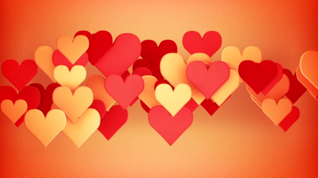 Red-heart-shapes-3D-render-seamless-loop-animation