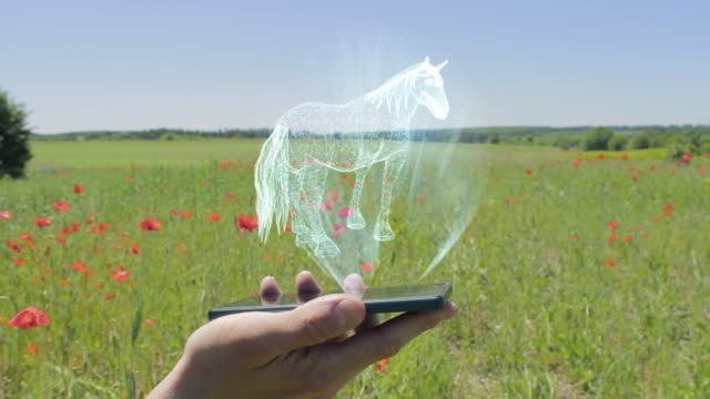 Hologramm-des-Pferdes-auf-einem-smartphone