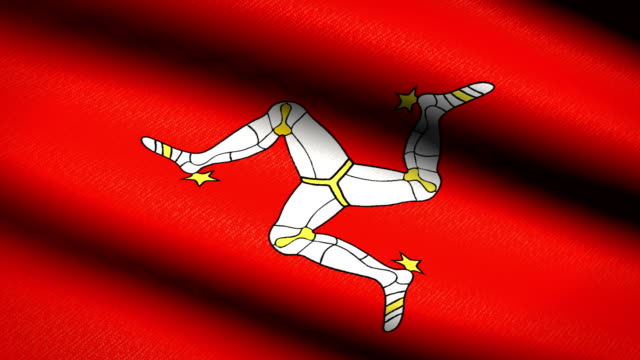 Isle-of-Man-Flag-Waving-Textile-Textured-Background.-Seamless-Loop-Animation.-Full-Screen.-Slow-motion.-4K-Video