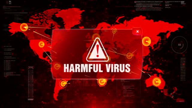 Virus-dañino-alerta-ADVERTENCIA-ataque-en-pantalla-mapa-del-mundo.