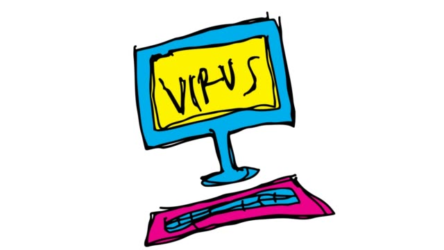 Kinder-Zeichnung-weißer-Hintergrund-mit-Thema-des-Computer-virus