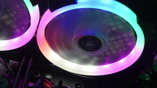 Cooling-Fans-Illuminated-by-LEDs-Inside-Personal-Computer