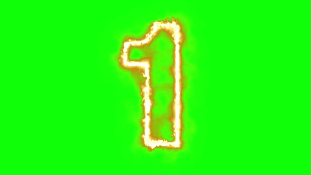 1---una-caliente-ardiente-número-en-pantalla-verde