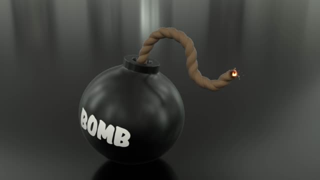 Bomb-cartoon-toon-fuse-burning-lit-timer-sparks-sphere-ball-loop-4k