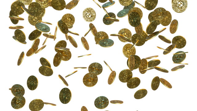 Lluvia-de-monedas-de-oro-vintage.-3D-render