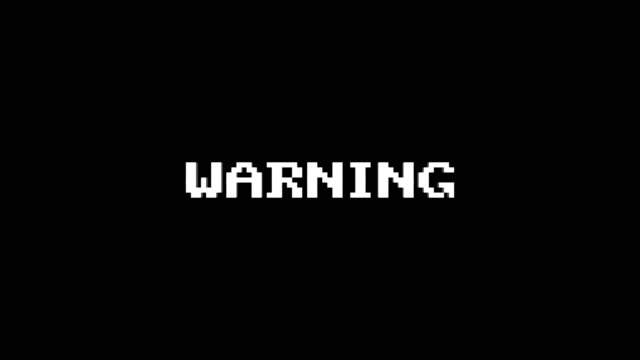 Warnung-Glitch-Textanimation,-Rendering,-Hintergrund,-alte-Spielekonsole,-mit-Alpha-Kanal,-Schleife