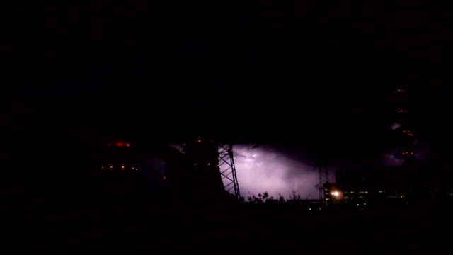 Night-Lightnings-in-Industrial-Landscape-Seamless-Loop