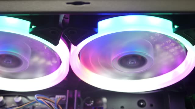 Cooling-Fans-Illuminated-by-LEDs-Inside-Personal-Computer