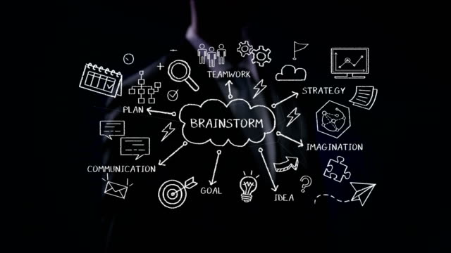 Businessman-touching-Brainstorming-concept-icon,-idea,-Artificial-intelligence,-4K-size-movie.