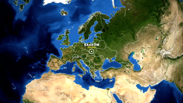 EARTH-ZOOM-IN-MAP---POLAND-KRAKOW